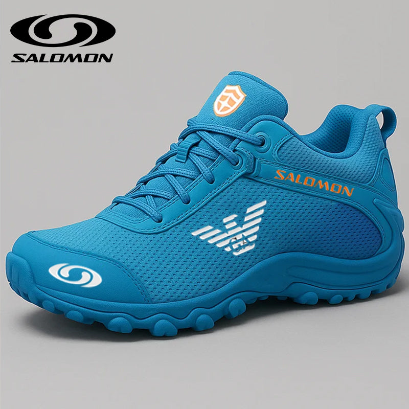 Férfi Armani és Salomon munkacipő acélbetéttel a horzsolások és szúrások elleni védelem érdekében.