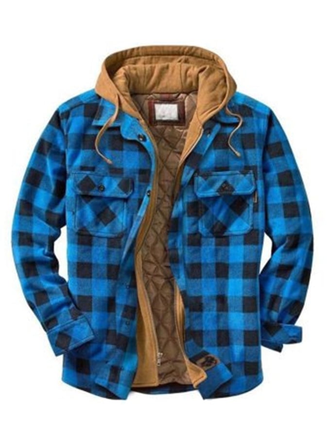 WEBHELYEM  Férfi őszi, téli kapucnis, vastagított cipzáras hamis kétrészes bélelt dzseki