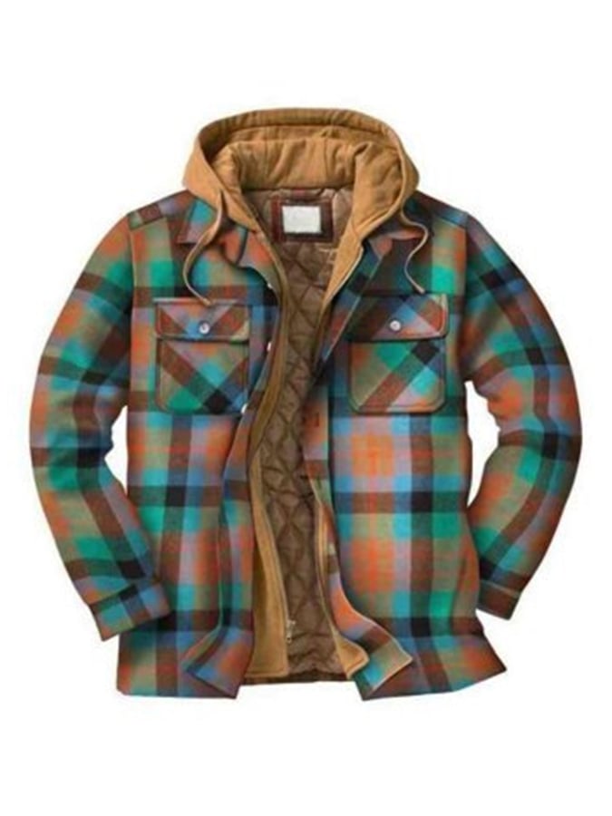 WEBHELYEM  Férfi őszi, téli kapucnis, vastagított cipzáras hamis kétrészes bélelt dzseki