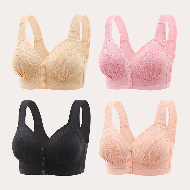 2024 elülső záródású, légáteresztő, bőrbarát pamut melltartó 【1+1 ingyenes】