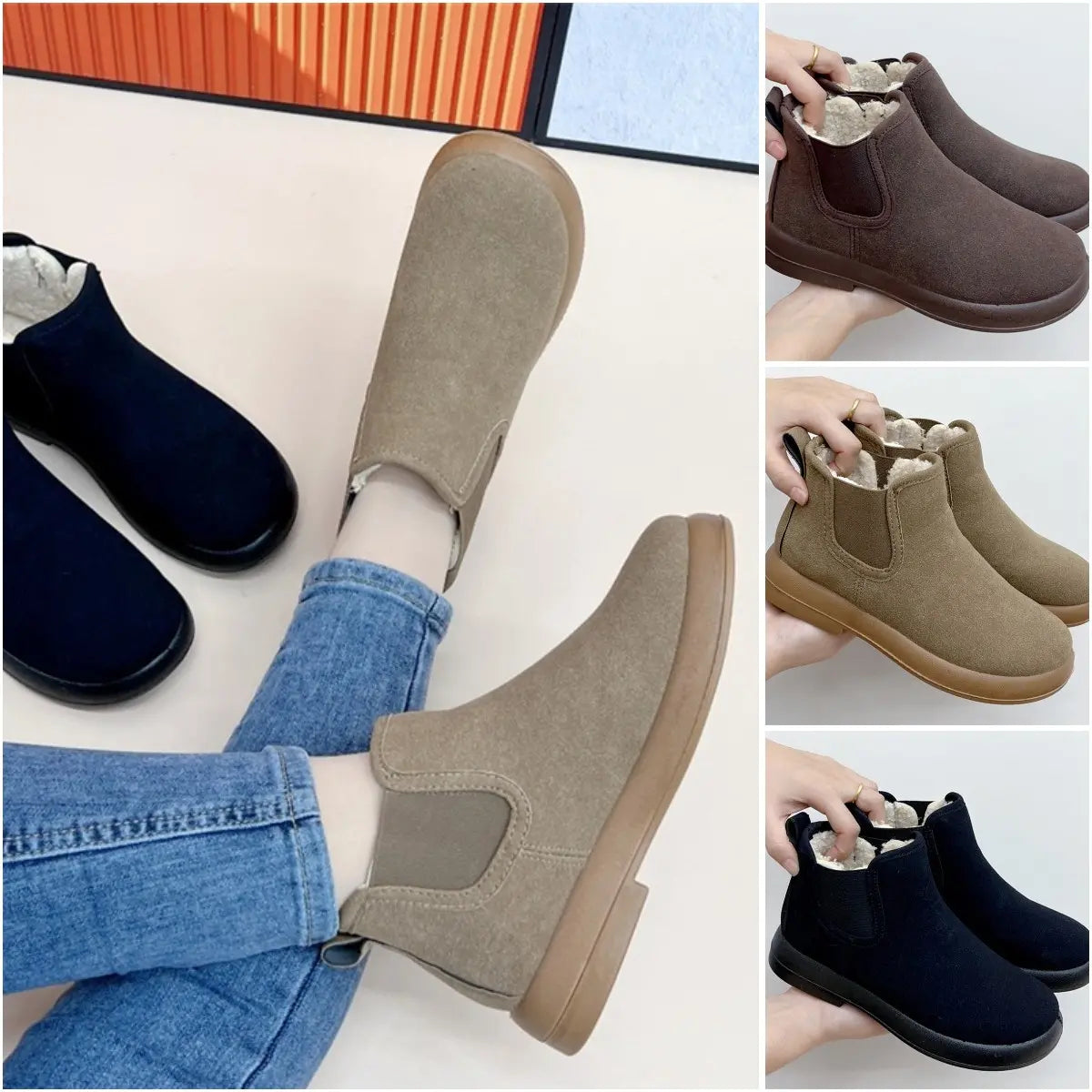 Női plüss bélésű rövid cső meleg hócsizma