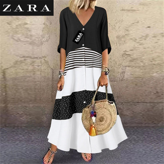 ÚJ NYÁRI HOSSZÚ ZARA RUHA V-NYAKAL