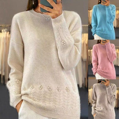 💖Női kötött monokróm retro stílusú pulóver