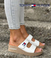 2025 Tommy Hilfiger exkluzív puha borjúbőr flip-flop papucs