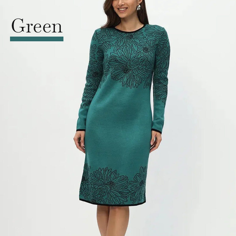 💃Új 2025-ös előrendelés✨Egyszerű hosszú ujjú, nyomtatott kerek nyakú ruha