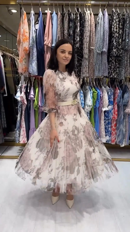 Női elegáns, hajtogatott, légáteresztő sifon ruha