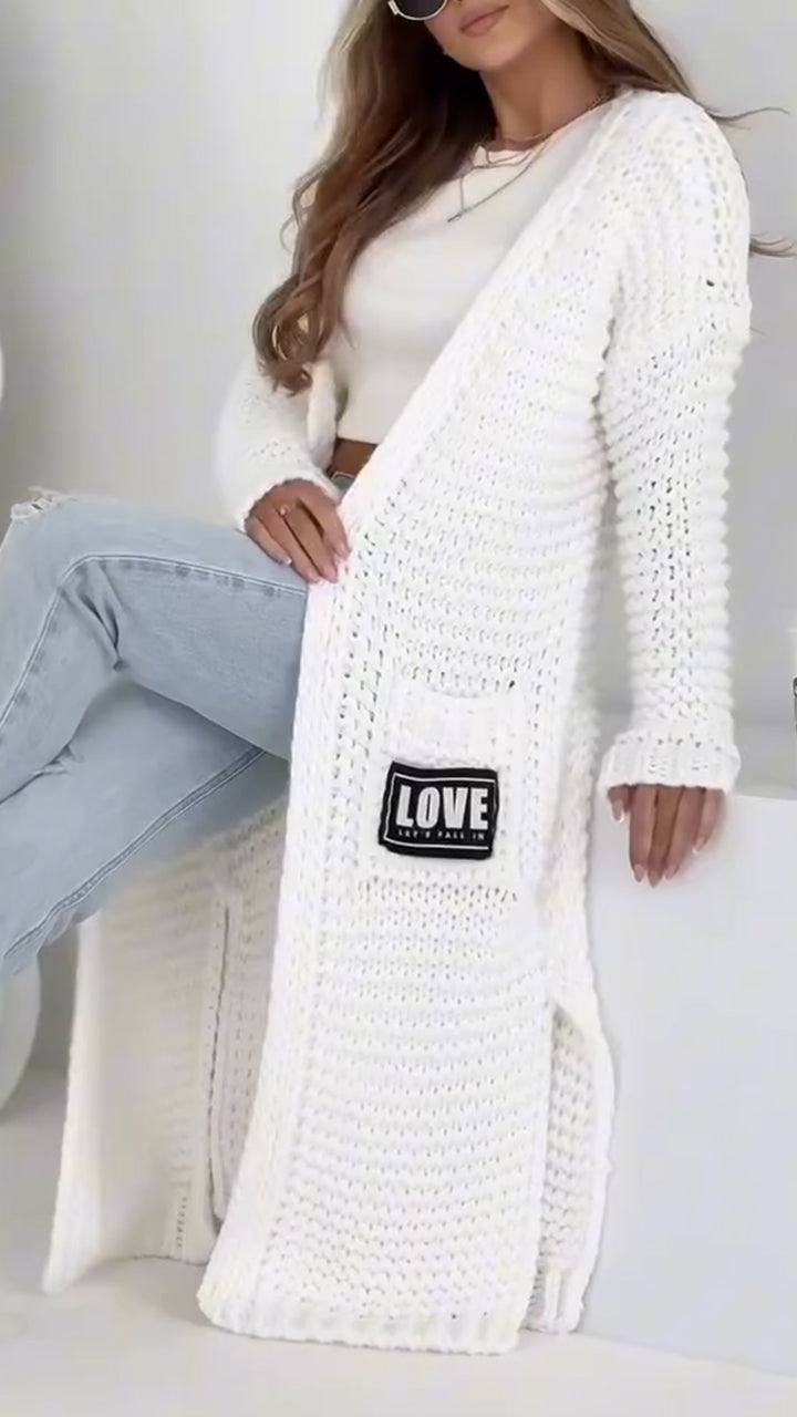 Női kötött alkalmi hosszú kardigán