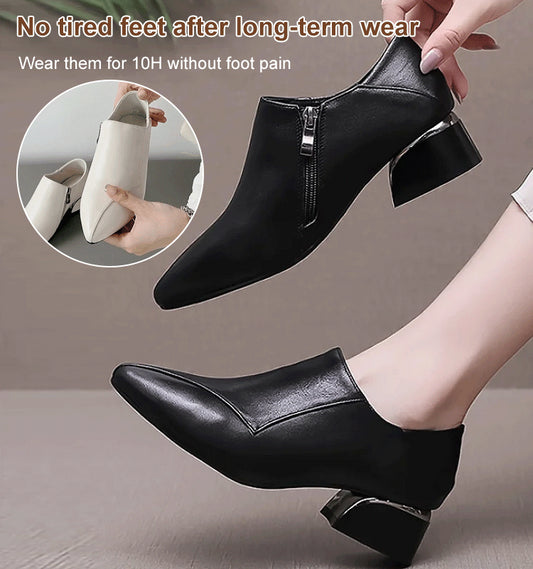 【35-40】 Divatos női alacsony sarkú cipő puha bőrből