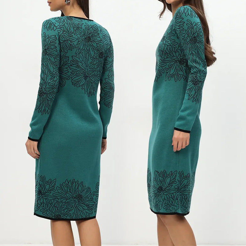 💃Új 2025-ös előrendelés✨Egyszerű hosszú ujjú, nyomtatott kerek nyakú ruha