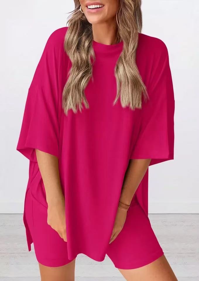 2025-ös nyári lezser, túlméretezett ing, rövidnadrág, hozzá illő női kétrészes otthoni szett