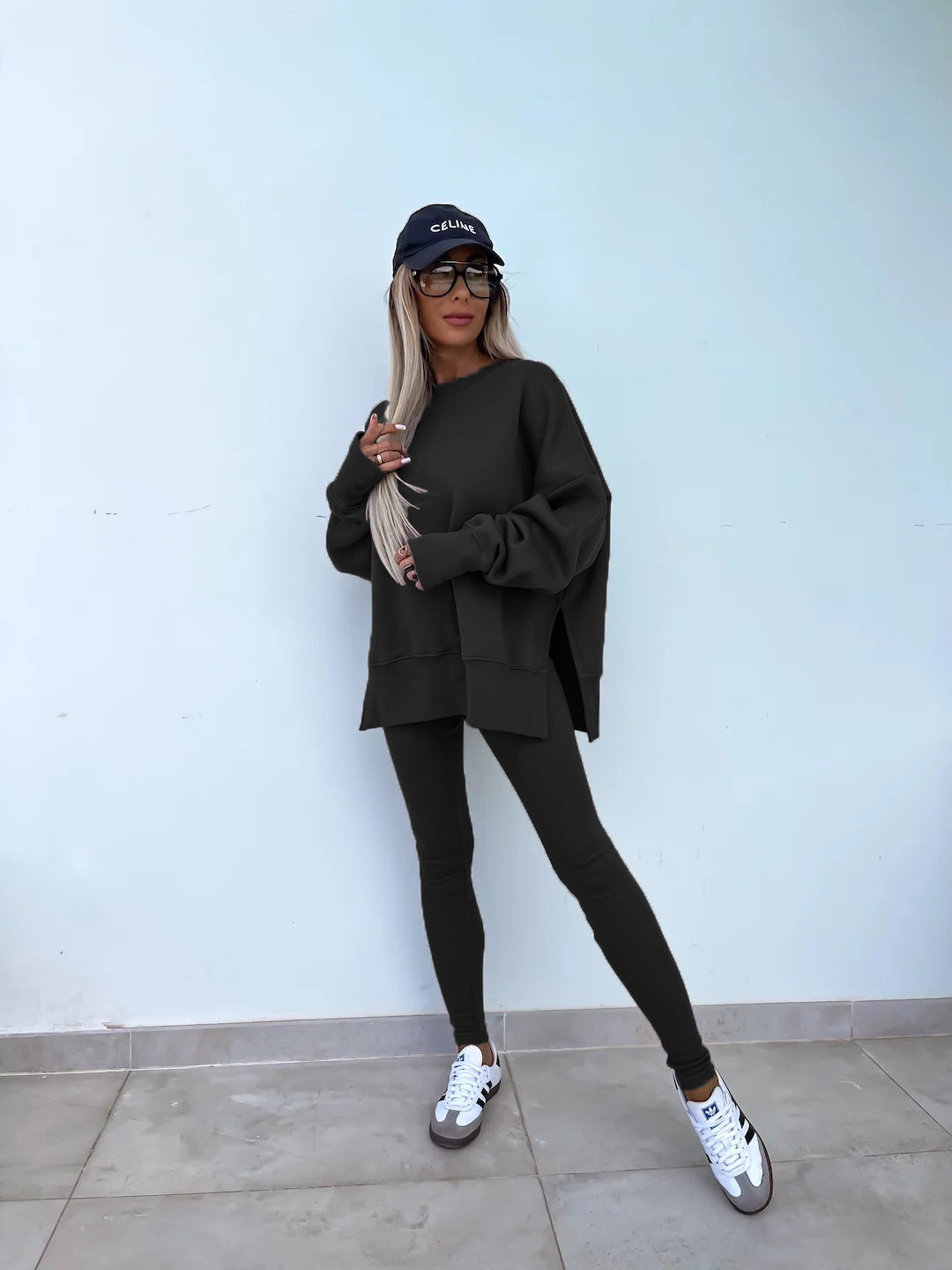 Kényelmes oversize pulóver és leggings szett