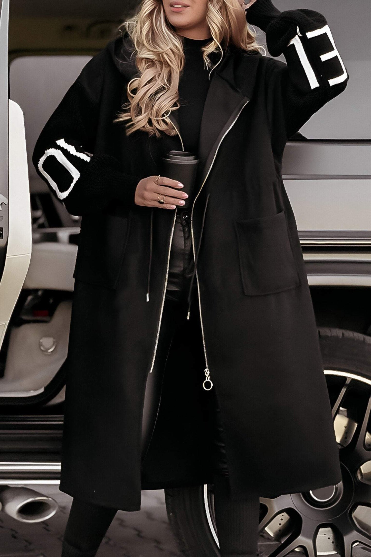 Női Patchwork alkalmi hosszú ujjú kapucnis dzseki