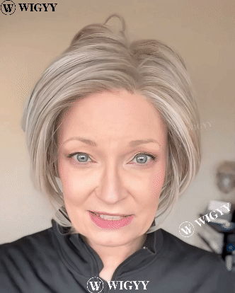 Wigyy Sleek Grey Straight Bob paróka