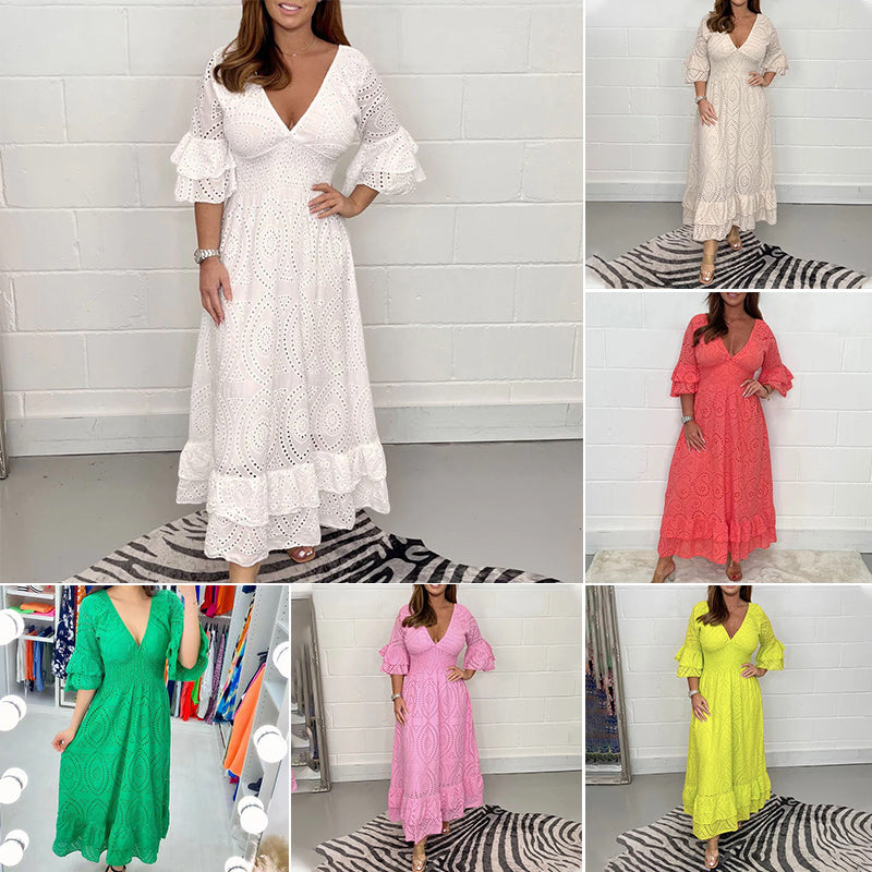 Alvarie – Elegáns, hímzett ruha összehúzott ujjakkal 2023 nyarára