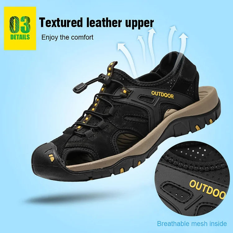 Férfi zárt orrú sportszandálok sporttúra szandálok szabadtéri túracipők bőr strand horgászszandálok