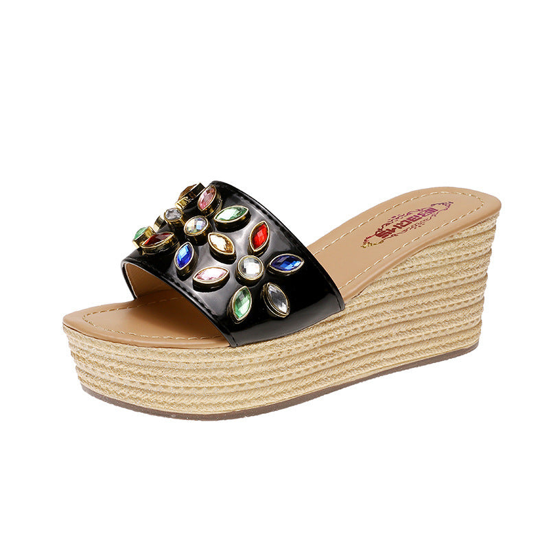 Új nyári színes flitteres papucs