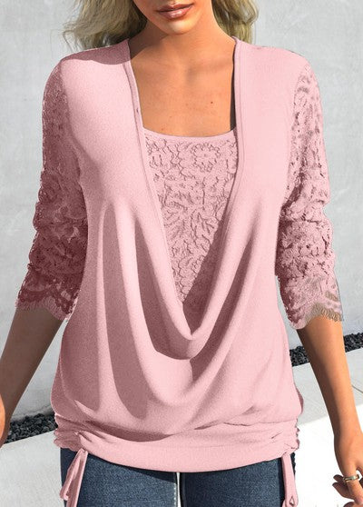 2023 Laza fazonú, hosszú ujjú csipke póló