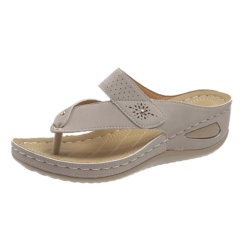 Új nyári női csont ortopéd bőr üreges szandál