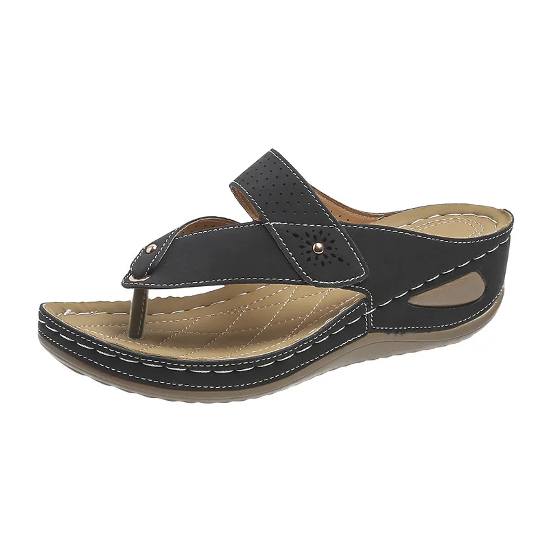 Új nyári női csont ortopéd bőr üreges szandál