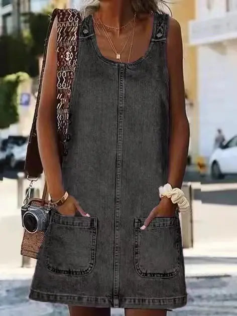 🔥HOT AKCIÓ🔥【S-3XL】Faux pánt nélküli farmer ruha