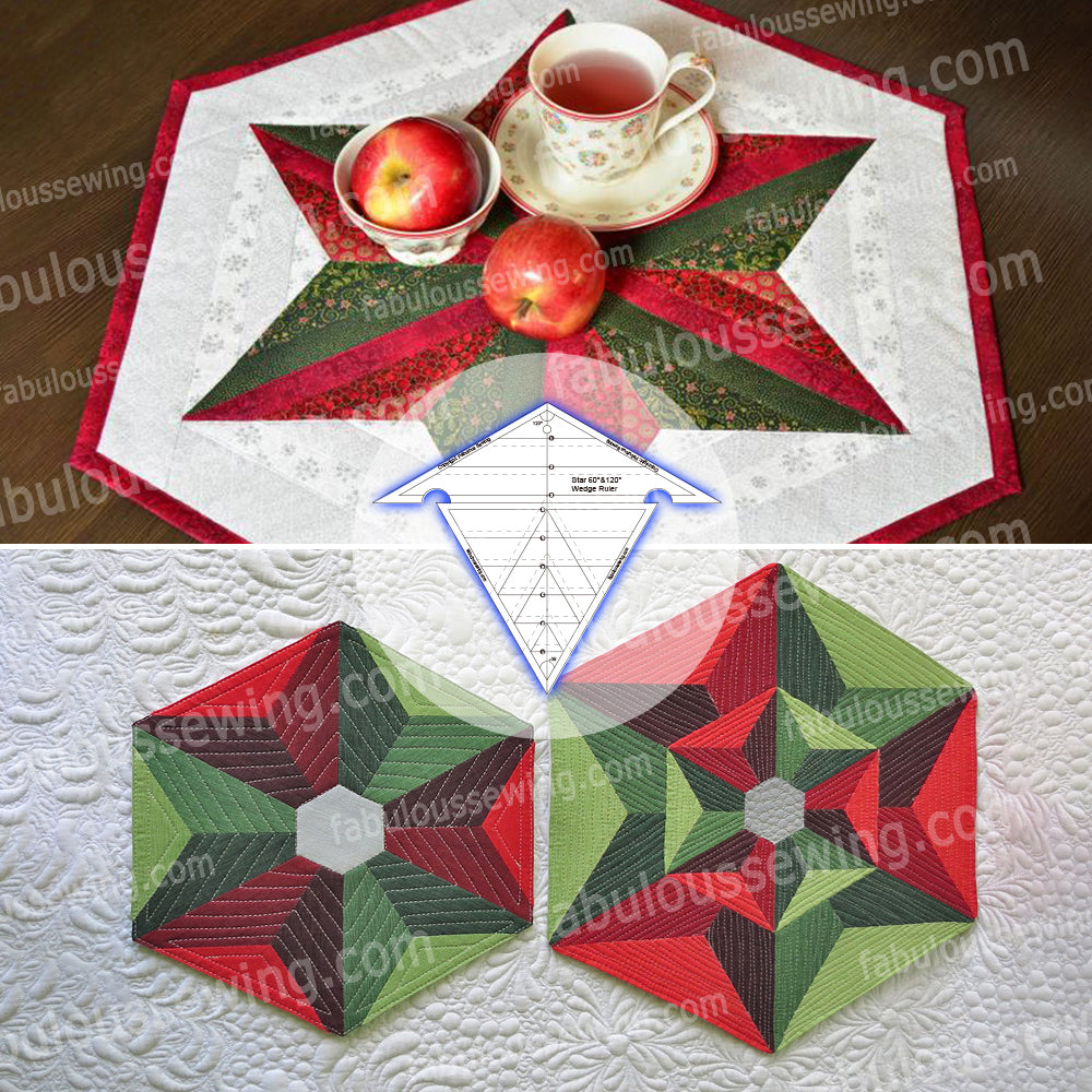 Mesés varrócsillag 60° és 120° ékvonalzó