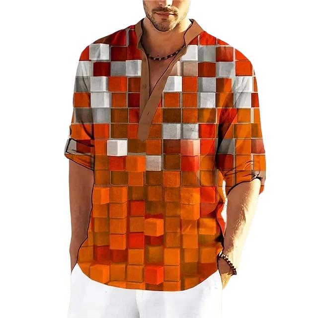 Színes 3D nyomtatott álló galléros ing