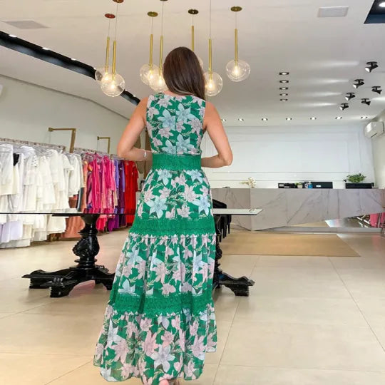 Elegáns ujjatlan V-nyakú ruha