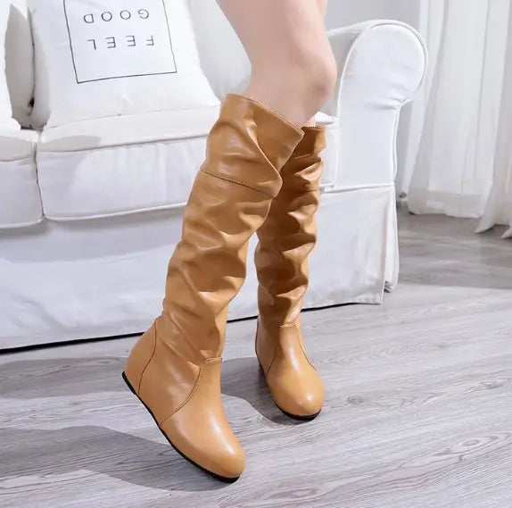 【35-43】 Retro egyszerű, magas hímzett női csizma