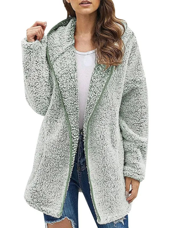 Női kasmír kabát Bő női kapucnis kabát