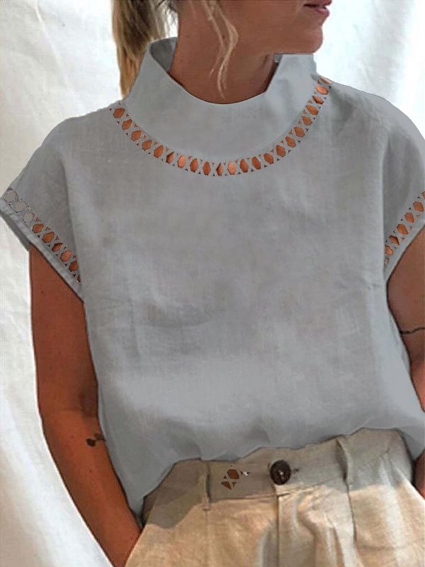 Női pamut vászon csipke garbó ing