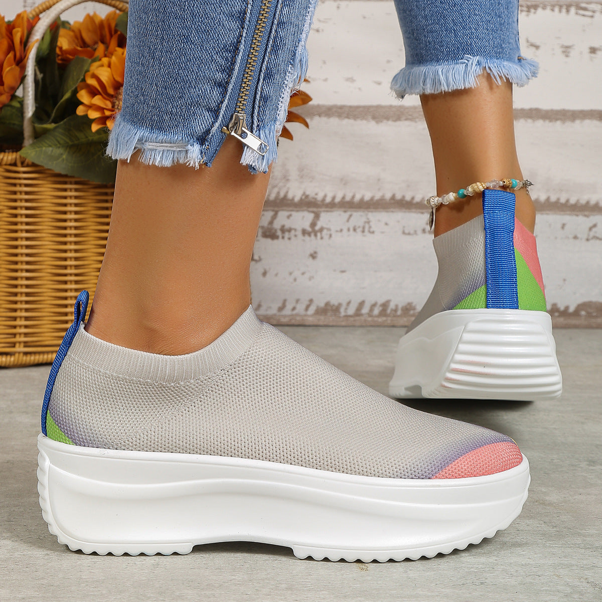 NŐI ORTOPÉD CSIZMÁK NADRÁG hajlítástámogató RAKTÁROK - FASHION COLORBLOCK ZOKNI CIPŐ