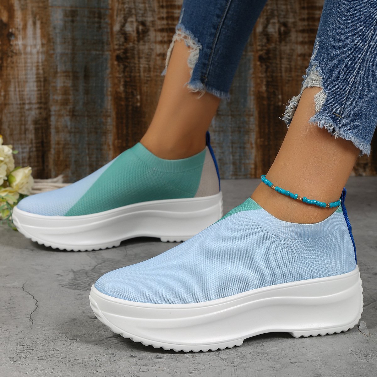 NŐI ORTOPÉD CSIZMÁK NADRÁG hajlítástámogató RAKTÁROK - FASHION COLORBLOCK ZOKNI CIPŐ