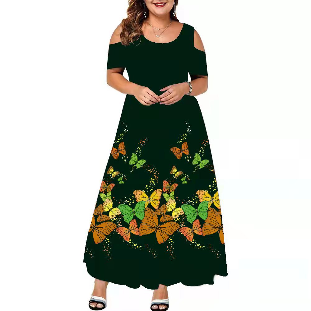 2022-es női lenge ruha, kerek nyakú, rövid ujjú tavaszi nyár elegáns hosszú ruha alkalmi ruha ruhák