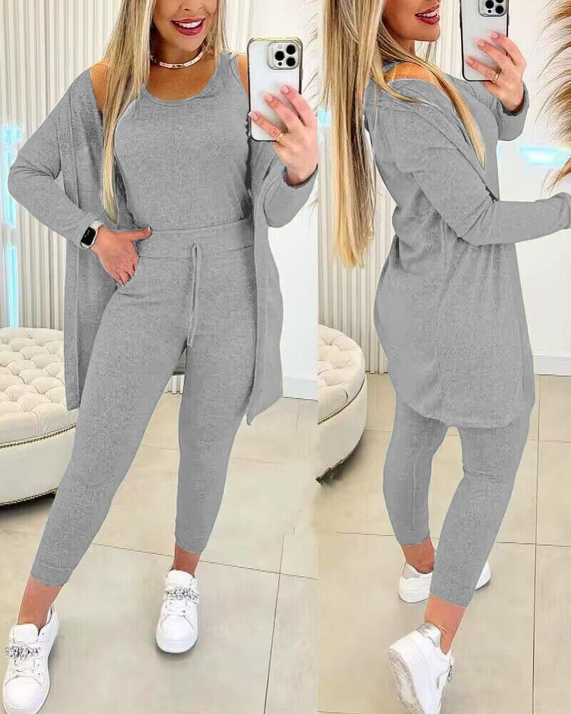 2023 őszi új egyszínű mellény + elasztikus deréknadrág