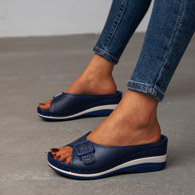 Női divat alkalmi platform üreges csatos kerek orr szandál