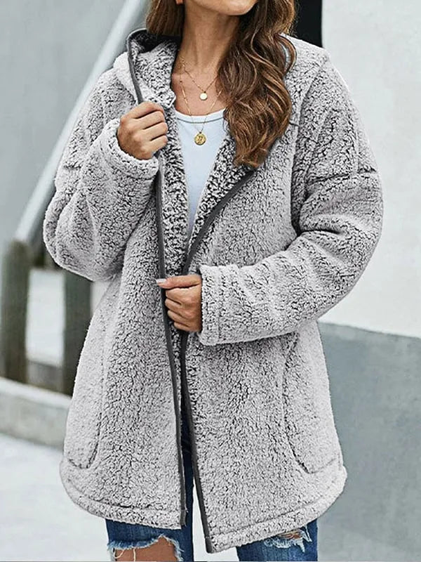 Női kasmír kabát Bő női kapucnis kabát