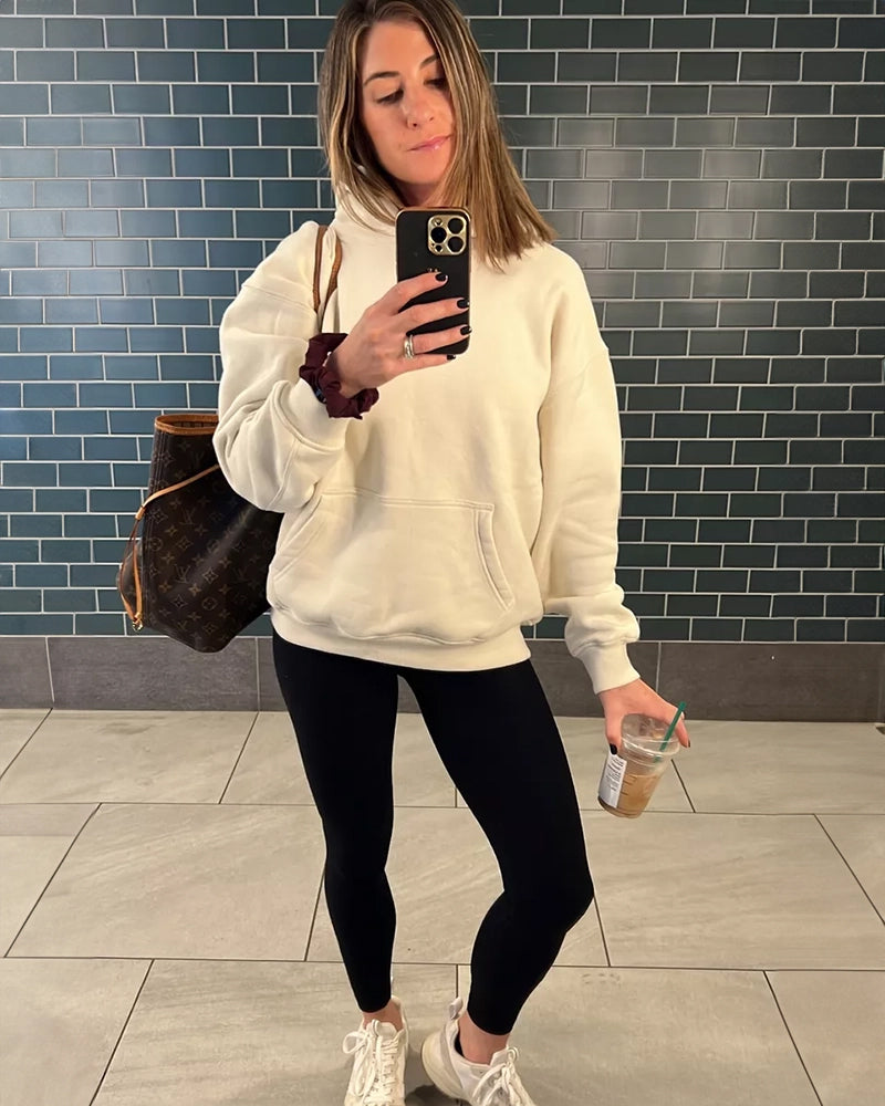 Uniszex, túlméretezett, vállpántos kapucnis kapucnis pulóver