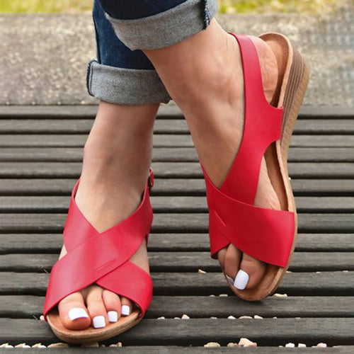 Női ívtámasz, alkalmi platform bokapántos bőrszandál