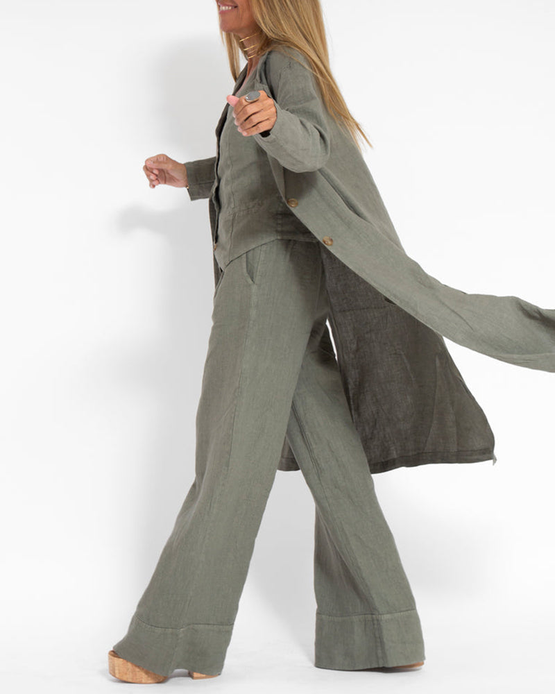 Alkalmi karcsúsított, hosszú gallérú kabát füles zsebekkel