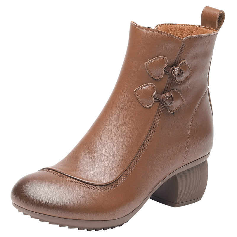 Marhabőr középsarkú, puha talpú rövid csizma