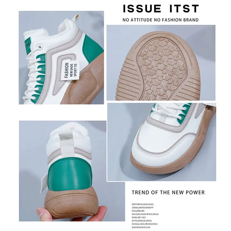 Női magas felső, vastag talpú polár Martin csizma