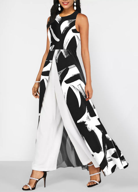 [S-3XL]Selyem tejszerű selyem patchwork ujjatlan kombiné